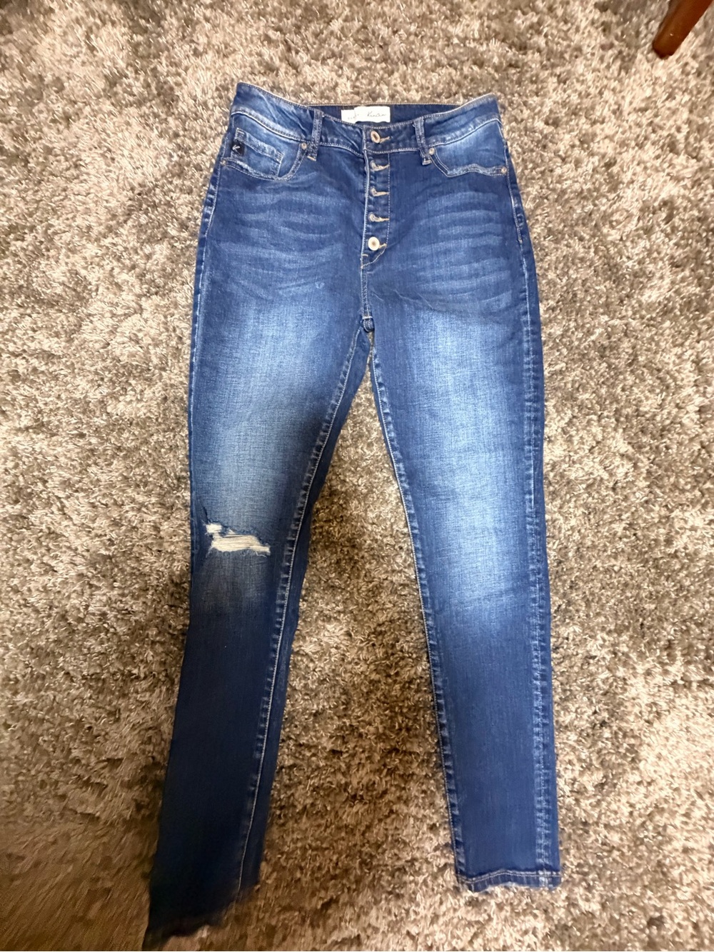 KanCan Mid-Rise Distressed Blue Skinny Jeans